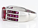 Red Lab Created Ruby Rhodium Over Sterling Silver Ring 3.31ctw