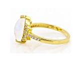 Rainbow Moonstone 18K Yellow Gold Over Sterling Silver Ring 12x6mm