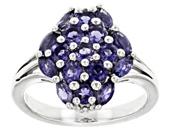 Picture of Blue Iolite Rhodium Over Sterling Silver Ring 1.16ctw
