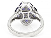 Blue Iolite Rhodium Over Sterling Silver Ring 1.16ctw