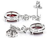 Red Lab Ruby And Lab White Sapphire Rhodium Over Sterling Silver Dangle Earrings 6.78ctw