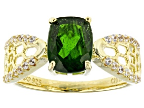 Green Chrome Diopside 18k Yellow Gold Over Sterling Silver Ring 2.15ctw
