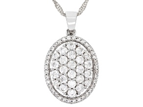 White Zircon Rhodium Over Sterling Silver Pendant With Chain 2.39ctw