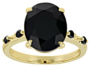 Black Spinel 18K Yellow Gold Over Sterling Silver Ring 4.36ctw