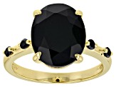Black Spinel 18K Yellow Gold Over Sterling Silver Ring 4.36ctw