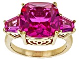 Pink Lab Created Sapphire 18k Yellow Gold Over Sterling Silver Ring 8.93ctw