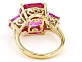 Pink Lab Created Sapphire 18k Yellow Gold Over Sterling Silver Ring 8.93ctw