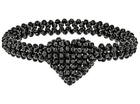 Round Black Spinel Beaded Stretchable Bracelet