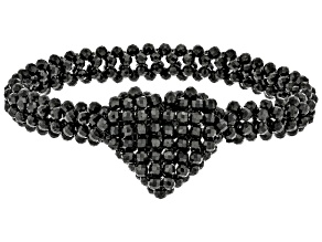 Round Black Spinel Beaded Stretchable Bracelet