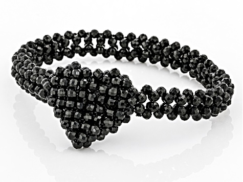 Round Black Spinel Beaded Stretchable Bracelet