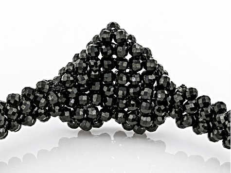 Round Black Spinel Beaded Stretchable Bracelet