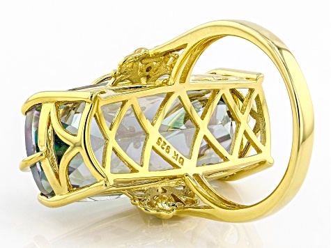 Multi-Color Quartz 18K Yellow Gold Over Sterling Silver Ring