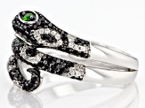 Green Chrome Diopside Rhodium Over Sterling Silver Snake Ring 0.75ctw