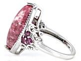 Pink Thulite Rhodium Over Sterling Silver Ring 0.43ctw