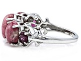 Pink Thulite Rhodium Over Sterling Silver Band Ring 0.32ctw