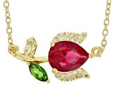 Lab Created Ruby 18k Yellow Gold Over Sterling Silver Necklace 1.39ctw