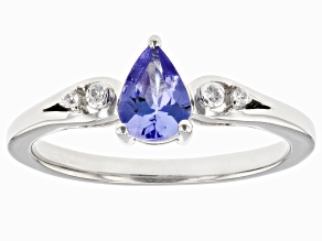 Blue Tanzanite Rhodium Over Sterling Silver Ring 0.63ctw