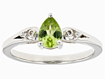 Picture of Green Peridot Rhodium Over Sterling Silver Ring 0.64ctw