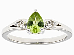 Green Peridot Rhodium Over Sterling Silver Ring 0.64ctw