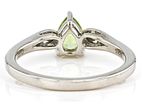 Green Peridot Rhodium Over Sterling Silver Ring 0.64ctw
