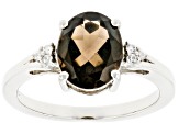 Brown Smoky Quartz Rhodium Over Sterling Silver Ring 2.00ctw