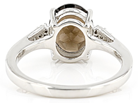 Brown Smoky Quartz Rhodium Over Sterling Silver Ring 2.00ctw