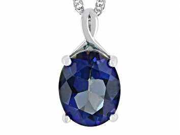 Picture of Blue Petalite Rhodium Over Sterling Silver Solitaire Pendant With Chain 2.83ct