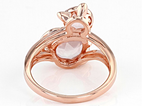 Rose Quartz 18k Rose Gold Over Sterling Silver Cat Ring 2.01ctw