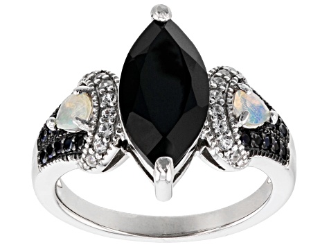 Black Spinel Rhodium Over Silver Ring 3.17ctw