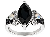 Black Spinel Rhodium Over Silver Ring 3.17ctw