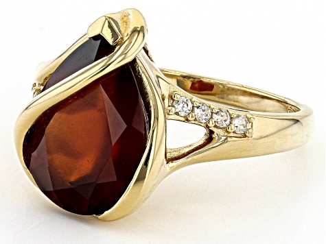 Red Hessonite 18K Yellow Gold Over Sterling Silver Ring 4.64ctw