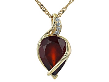 Picture of Red Hessonite 18K Yellow Gold Over Sterling Silver Pendant With Chain 4.57ctw
