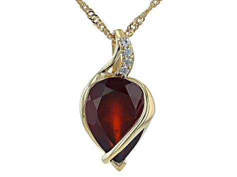 Red Hessonite 18K Yellow Gold Over Sterling Silver Pendant With Chain 4.57ctw