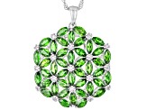 Green Chrome Diopside Rhodium Over Sterling Silver Cluster Pendant With Chain 6.52ctw
