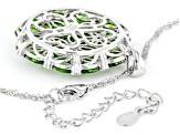 Green Chrome Diopside Rhodium Over Sterling Silver Cluster Pendant With Chain 6.52ctw
