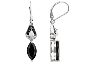 Black Spinel Rhodium Over Silver Earrings 3.88ctw