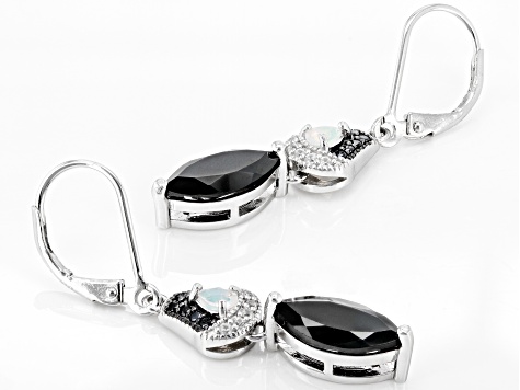 Black Spinel Rhodium Over Silver Earrings 3.88ctw
