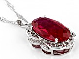 Red Lab Created Ruby Rhodium Over Silver Pendant With Chain 7.35ctw