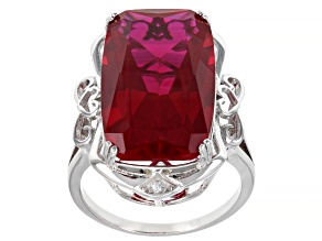 Red Lab Created Ruby Rhodium Over Sterling Silver Ring 11.91ctw