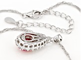 Red Ruby With White Zircon Rhodium Over Sterling Silver Pendant With Chain