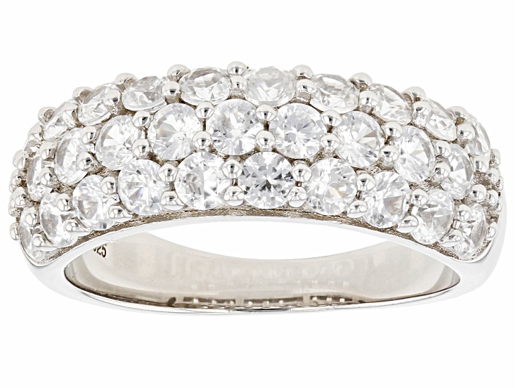White Zircon Rhodium Over Sterling Silver Band Ring 2.90ctw