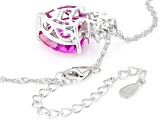 Pink Lab Created Sapphire Rhodium Over Sterling Silver Heart Pendant With Chain 6.54ctw