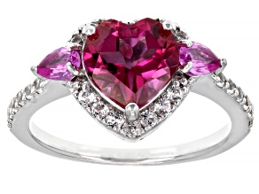 Pink Topaz Rhodium Over Sterling Silver Ring 2.67ctw