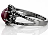 Red Indian Star Ruby, Black Rhodium Over Sterling Silver Ring 2.54ctw