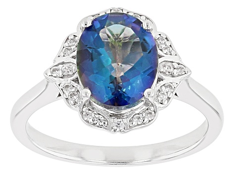 Blue Petalite Rhodium Over Sterling Silver Ring 1.85ctw