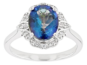 Blue Petalite Rhodium Over Sterling Silver Ring 1.85ctw