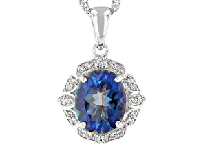 Blue Petalite Rhodium Over Sterling Silver Pendant With Chain 1.85ctw