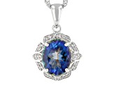 Blue Petalite Rhodium Over Sterling Silver Pendant With Chain 1.85ctw