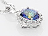 Blue Petalite Rhodium Over Sterling Silver Pendant With Chain 1.85ctw