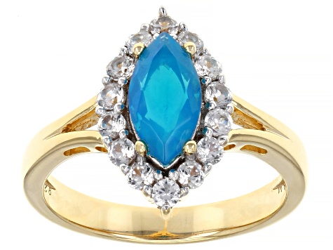 Marquise Paraiba Blue Opal 18k Yellow Gold Over Sterling Silver Ring 1.08ctw